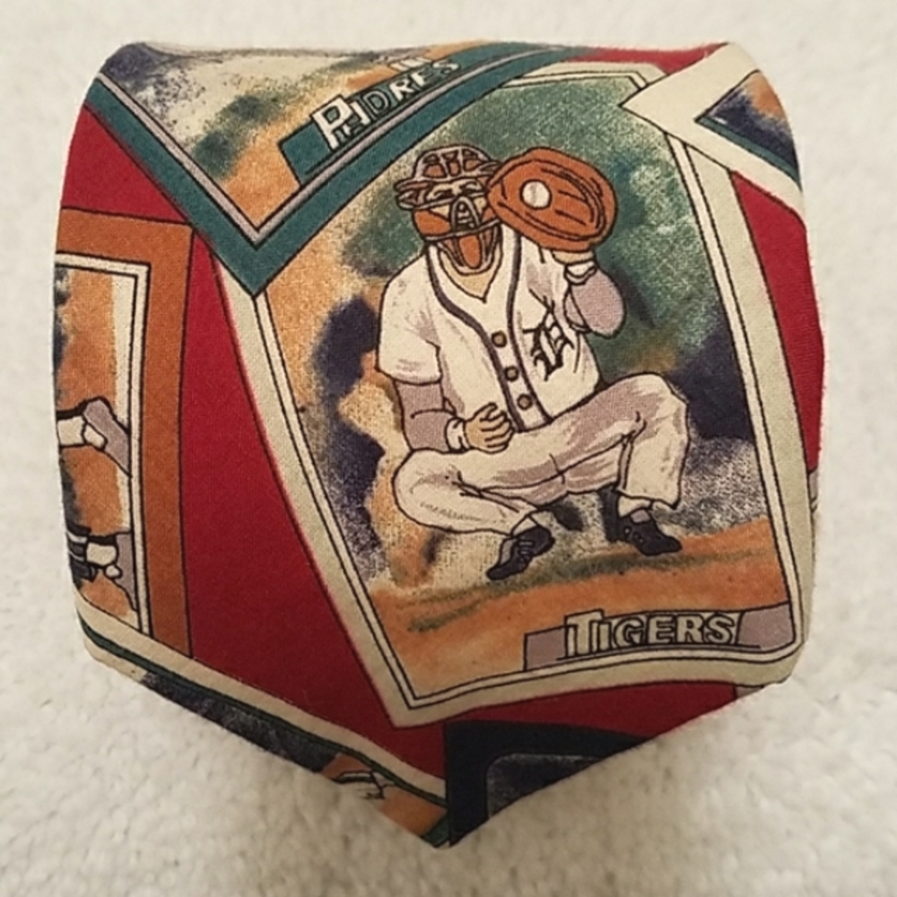 Lands' End 100% Cotton VTG Baseball Cards Necktie